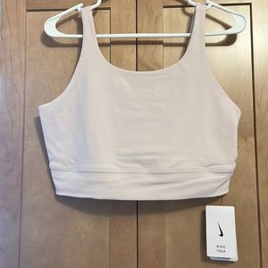 Nike Yoga Cropped Tank Top With Built In Bra Size L Light Pink
